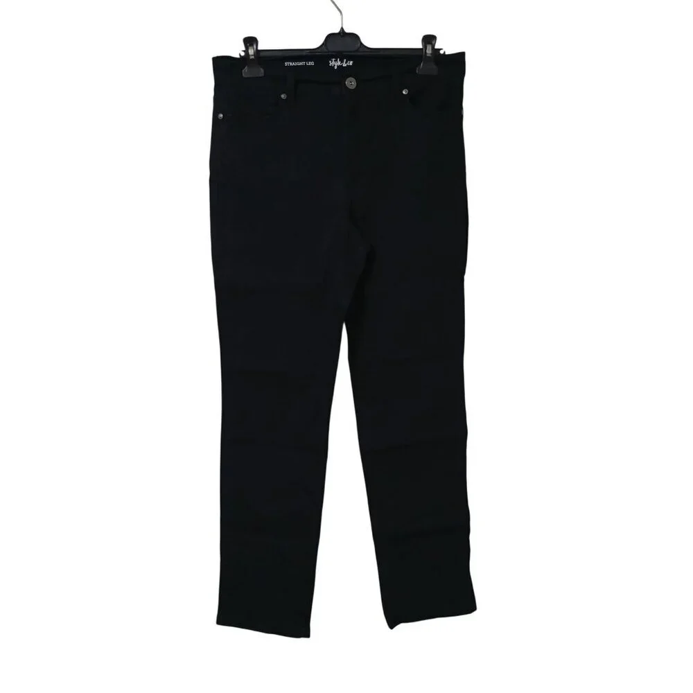 Style & Co Jeans Straight Leg Stretch Demin Size 10 Black 98% Cotton Womens